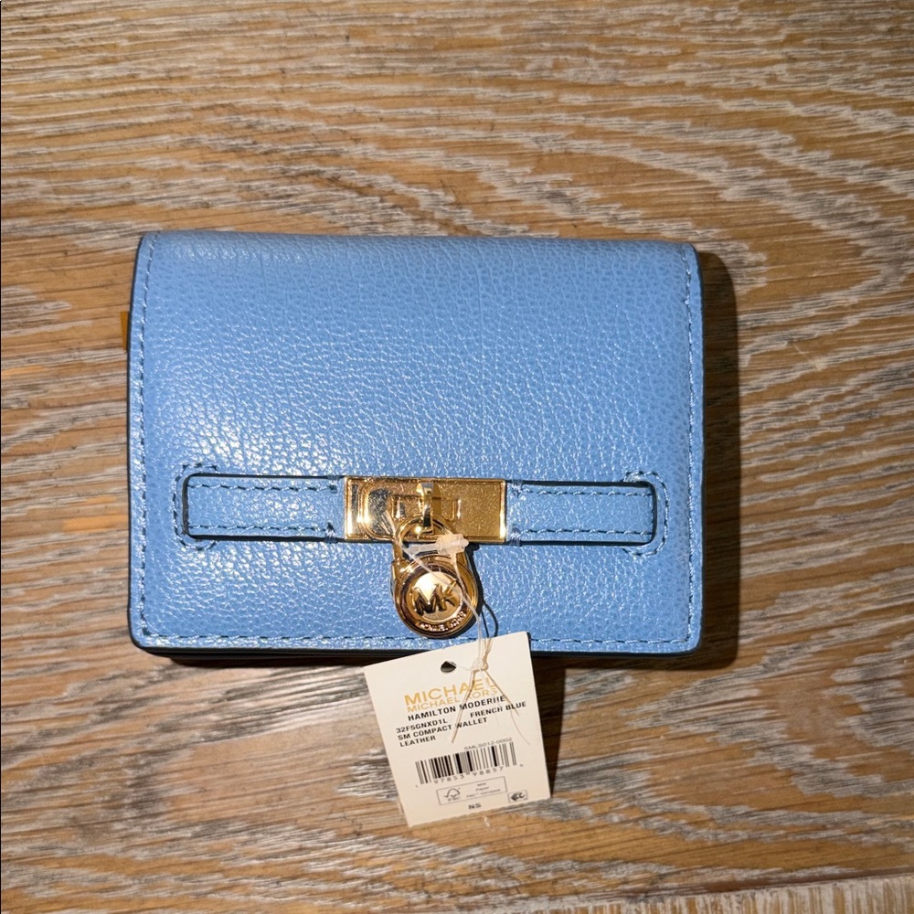 Michael Kors Sky Blue Wallet with Gold Accent
